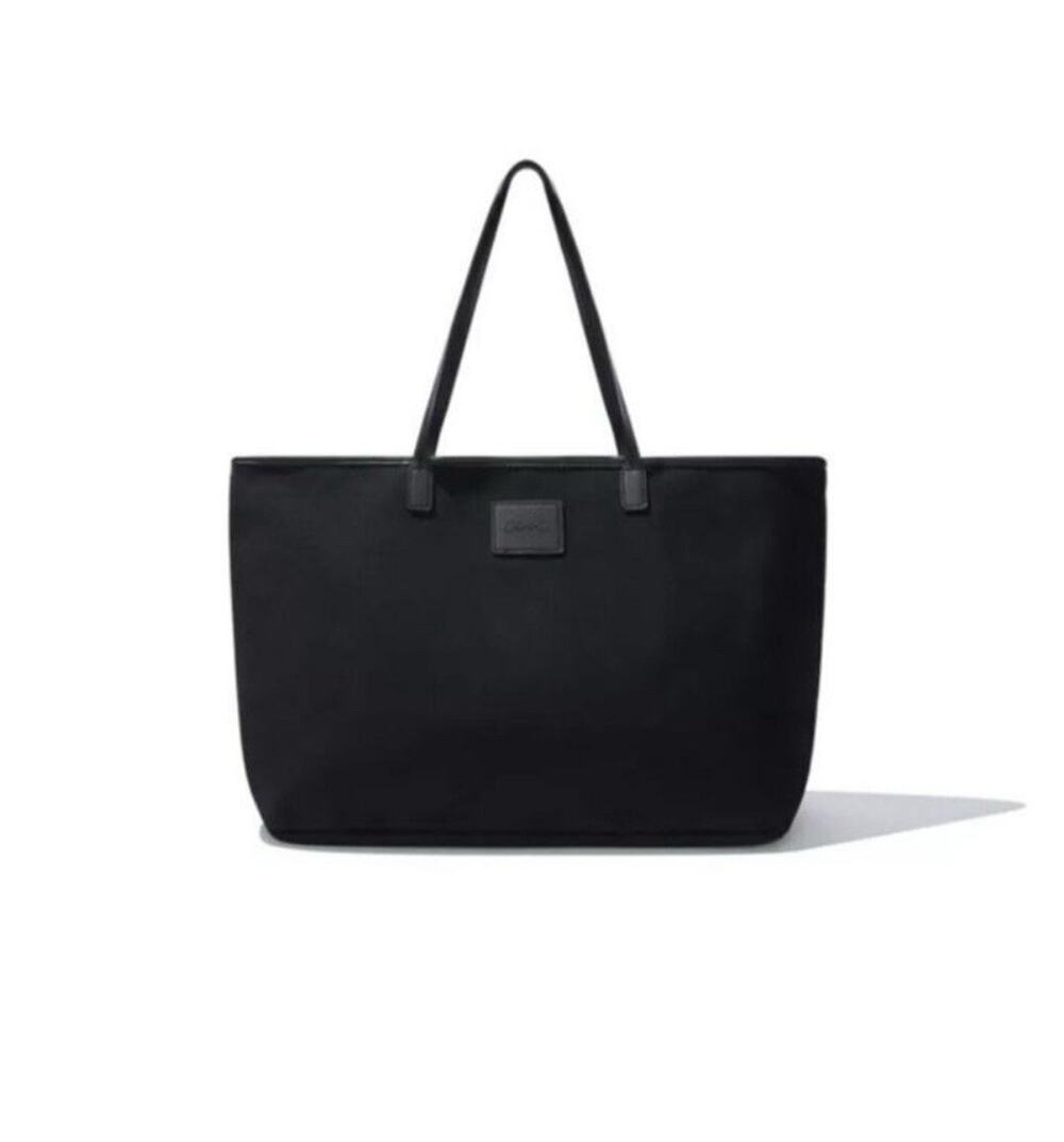 CLEOBELLA Black Canvas Tote Beach Classic Minimalist Travel Sleek Preppy